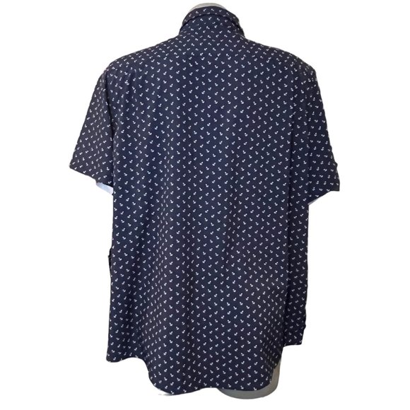 Fried Premium Denim Collections Shirt Men 2XL Slim Fit Navy Blue White Anchor - Picture 3 of 10